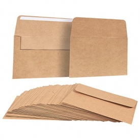 50 Pack Brown Kraft Grocery Bag Paper A7 Envelopes for 5 x 7 Greeting Cards and Invitation Announcements – Value Pack Square Flap Envelopes – 5.25 x 7.25 Inches – 50 Count