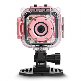 DROGRACE Children Kids Camera Waterproof Digital Video HD Action Camera 1080P Sports Camera Camcorder DV for Girls Birthday Holiday Gift Learn Camera Toy 1.77” LCD Screen (Pink)
