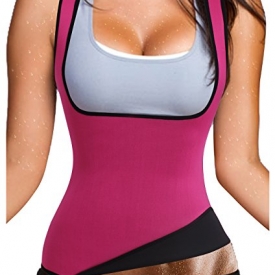Ursexyly Cute Fat Burner Vest Slimming Shirt Neoprene Sauna Suit Waist Trainer Tank Top For Women (L, US 12-14, Pink Slimming Vest)