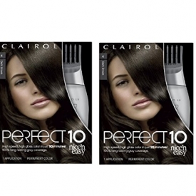 Clairol Perfect 10 By Nice ‘N Easy Hair Color Kit (Pack of 2), 004 Dark Brown Color, Includes Comb Applicator, Lasts Up To 60 Days