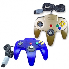 Pomilan 2 Packs Classic Retro Wired Controllers For N64 (Gold and Clear Blue)