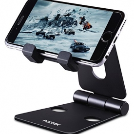 Cell Phone Stand Foldable, POOFEK Portable Tablet Stand for Desk, Smartphone (All Size) Nintendo Switch E-Reader iPad Stand Holder – Black