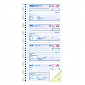 Adams Money and Rent Receipt Book, 2-Part Carbonless, 5 1/4 x 11 Inch Detached, Spiral Bound, 200 Sets per Book (SC1152)
