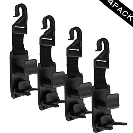 Carmoni Car SUV Seat Back Headrest Hanger Hooks,Strong And Durable Backseat Headrest Hanger For Handbags, Purses, Coats and Grocery Bags,Universal Vehicle Car Seat Back Headrest Bottle Holder (4 Pack)
