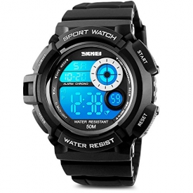Aposon Men’s Digital Sports Watch, Military Army Electronic Watches Running 50M 5 ATM Waterproof Sports LED Wristwatch Water Resistant with Stopwatch -White