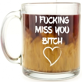 Funny Mug – I fcking miss you btch – 13 OZ Glass Coffee Mug – Gift for BFF, girlfriend, woman