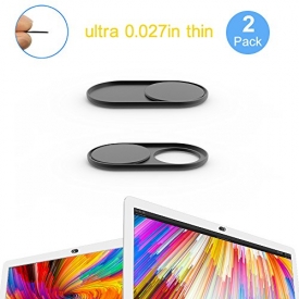 Cimkiz WB01 Webcam Cover Slider, 0.027in Ultra Thin Metal Magnet Web Camera Cover, for Laptops Macbook Pro PCs Tablets-for Protecting Your Privacy-2 packs(black)
