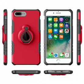 iPhone 8 Plus Case iPhone 7 Plus Case Shock-Proof 360 Degree Rotating Ring Kickstand Soft TPU+PC Cover [Support Magnetic Car Mount Case] for Apple iPhone 7 Plus and Apple iPhone 8 Plus (Red)