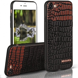 iPhone 8 Case，MKOAWA iphone 7 Case (4.7 inch) with Resilient Shock Absorption and Carbon Fiber Crocodile pattern Design for Apple iPhone 8 (2017) / iphone 7 (2016) (Black)