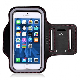 Water Resistant Cell Phone Armband: 5.2 Inch Case for iPhone X, 7, 6, 6S, SE, 5, 5C, 5S, and Galaxy S5, Google Pixel – Adjustable Reflective Velcro Workout Band, Key Holder & Screen Protector