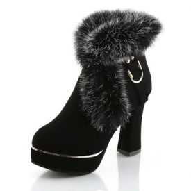 Cony Hair Zipper Boots