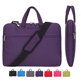 Laptop Case, Laptop Shoulder Bag, CROMI 15 inch Simplicity Slim Lightweight Briefcase Commuter Bag Business Sleeve Carry Hand Bag Nylon Waterproof Notebook Shoulder Messenger Bag (Purple, 15.6 inch)