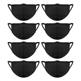 Madholly 8 Pieces Cotton Mouth Masks with Nose Bridge Wire, Black Anti-dust Face Mask for Women and Men