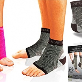 Physix Gear Plantar Fasciitis Socks with Arch Support for Men & Women – Best 24/7 Compression Foot Sleeve for Heel Spurs, Ankle, PF & Swelling – Holds Shape & Better than a Night Splint – BLACK LXL