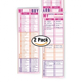 Makes Shopping Easy: The Ultimate Shopping / Grocery List (Pack of 2), Handy Size – 10.4″ x 3.4″; 50 Doubled-Sided Sheets; 1 Sheet 2 Sides; Full-Size Magnet For Easy Hanging; New Design For 2018