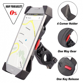 Bike Mount for Phone Anti Shake Fall Prevention Bicycle Handlebar Mobile Phone Holder Cradle Clamp with 360 Rotate for 3.5 to 6.5 inch iPhone Android Smartphones GPS Other Devices (Universal)