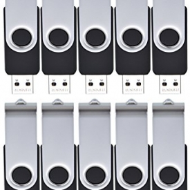FEBNISCTE USB 2.0 Swivel Flash Drive Memory Stick Pendrive , 4GB, Black, Pack of 10
