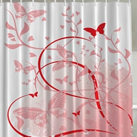 Floral Butterflies Hearts Abstract Art Paintings for Her Baby White Pink Red Rose Quartz Spring Colors Illustration Design Digital Print Polyester Fabric Shower Curtain