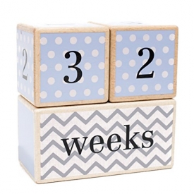 Premium Solid Wood Milestone Age Blocks | Choose From 3 Different Color Styles (Blue) | Baby Age Photo Blocks | Perfect Baby Shower Gift and Keepsake by LovelySprouts