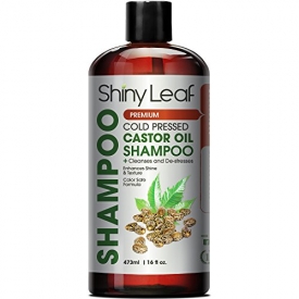 Shiny Leaf Cold Pressed Castor Oil Shampoo – Premium Hair Growth Shampoo with Cold Pressed Castor Oil, For All Hair Types, Moisturizes Hair, Keeps Hair Silky Soft and Smooth, 16 oz. (473ml)