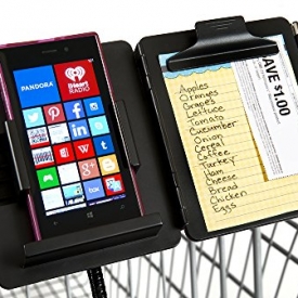 GalsShopper Black – All In 1 Shopping Organizer,1 Clip On Any Shopping Cart Handlebar,Holds Any Size Smart Phone/List/Coupons/Pen, HandsFree for Clothes,Shoes,Kids,Groceries/Compact In Handbag or Home