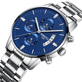 NIBOSI Men’s Watches Chronograph Waterproof Military Quartz Luxury Wristwatches For Men Blue 2309-GKLMgd