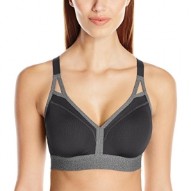 Champion Women’s Curvy Strappy Sports Bra, Black/Granite Heather, Large