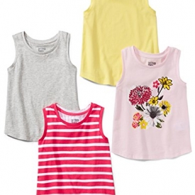 Spotted Zebra Big Girls’ 4-Pack Tank, Floral, L