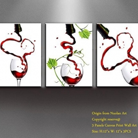 Canvas Wall Art- Multi Pieces Canvas Prints “Love & Red Wine ” Modern Landscape Oil Paintings Pictures for Wall Decor /Home Decoration-Nuolan Art P3L3040-016