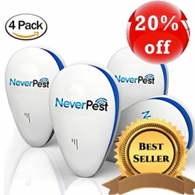 Premium Ultrasonic Pest Control Repeller – Electronic Pest Repeller, Pest Control – Repel Mice, Bed Bugs, Mosquitoes, Spiders, Roaches, Non-toxic Eco-Friendly, Human & Pet Safe (4 PACK)