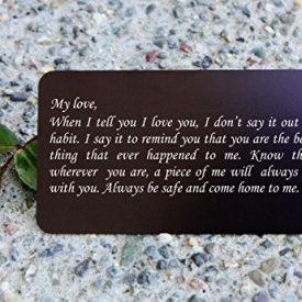Engraved Aluminum Wallet Love Note Insert, Metal Wallet Card Insert, Mini Love Note – Deployment Gift for Him, Anniversary Gift, Boyfriend Gift, Husband Gift – WC02
