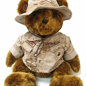 Stuffed 18″ plush teddy bear in personalized custom embroidered U.S. Marine Corps Desert MarPat Utility Military Uniform-DigiCams