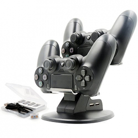 PS4 Controller Charger Stand Adapter – ROKKES Dual USB Docking Station Kit, New Quick Solt Design For Women Girls Kids，BEST Sony Playstation 4 PS4 / PS4 Pro / PS4 Slim Controller Adapter Accessories