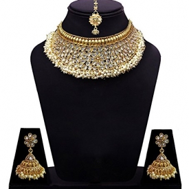 YouBella Jewellery Bollywood Ethnic Gold Plated Traditional Indian Necklace Set with Earrings for Women
