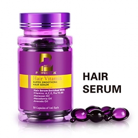 Hair Serum, Hair Treatment with Pure Moroccan Oil, Macadamia and Avocado Oils, Vit A, C, E, Pro Vit.B5, Perfect Link Hair Vitamins, 50 Capsules, Hair Serum for Color Treated Hair( Purple Capsules)