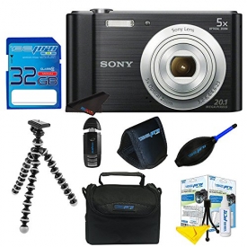 Sony Cyber-shot DSC-W800 Digital Camera (Black) + 32GB Pixi-Basic I3ePro Accessory Bundle