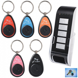 Key Locator/Finder, LingsFire Portable Wireless Key Finder RF Item Locator Including Remote Control, Base Support and 5 Keychain Receivers with LED flash and Beep Alarm