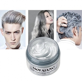 Temporary Silver Gray Hair Wax 4.23oz, Instant Hairstyle Mud Cream, Hair Pomades for Party, Cosplay, Nightclub, Masquerade, Halloween.