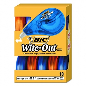 BIC Wite-Out Brand EZ Correct Correction Tape, 10-Count, White