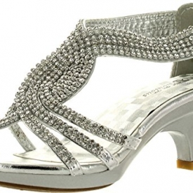JJF Shoes Fabulous Angel-37K Kids Little Girls Bling Rhinestone Platform Dress Heels Sandals,Silver,12