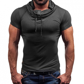 Mens Slim Fit T-Shirt,BeautyVan Fashion Design Men’s Summer Casual Shirt Solid Short Sleeve Blouse (L, Dark Gray)