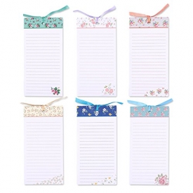 Set of 6 Magnetic Notepads – Magnetic Memo Pads, Fridge Notepads for Grocery Lists, To Do Lists, Family Chores, Assorted Colors and Floral Designs – 4 x 8 Inches