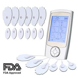 loverbeby Rechargeable Tens Unit Muscle Stimulator Electronic Pulse Massager with 16 Modes and 12 Pads Portable Smart Electro Pain relief Machine