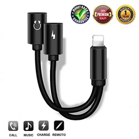 2-in-1 Lightning Splitter Adapter for iPhone X/8/8 Plus/7/7 Plus. Compatible IOS 10 or Later, Double lightning ports for dual Lightning Headphone Audio & Charge Adapter.