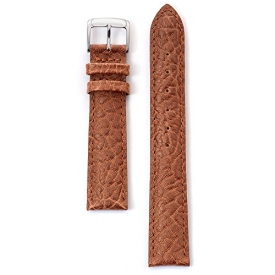 Speidel Genuine Leather Watch Band 20mm Honey Cowhide Buffalo Grain Replacement Strap, Stainless Steel Metal Buckle Clasp, Watchband Fits Most Watch Brands