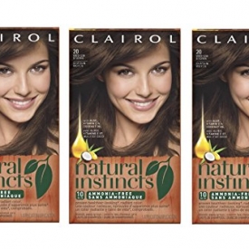 Clairol Natural Instincts Semi-Permanent Hair Color (Pack of 3), 20 Hazelnut Medium Brown Color, Ammonia Free, Long Lasting for 28 Shampoos