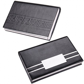 Professional Business Card Holder Leather Credit Card Case with Magnetic Stainless Steel Closure,2 Pack (Retro)
