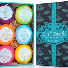 Bath Bombs, Birthday Anniversary Valentine’s Day Gifts for Wife, Girlfriend, Her – 6 Large Natural Organic Relaxation Moisturizing SPA Fizzies With added Detox Ability by Aofmee