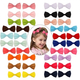 PGXT 40pcs Baby Girls Grosgrain Ribbon Bowknot Small Hair Bows with Covered Clips Barrettes for Teens Kids Toddlers Children