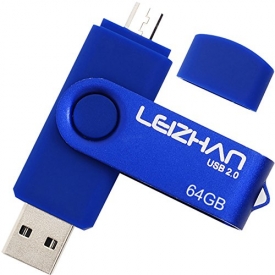 LEIZHAN 64GB Flash Drive Micro Pen drive Blue Android Phone Pendrive USB 2.0 Memory Stick for Samsung Galaxy, Xiaomi ,LG ,Sony, One-plus,HTC, Meizu